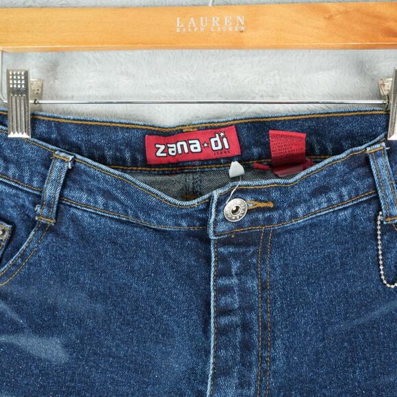 Zana Di Jeans Womens 18 Bootcut High Rise Dark Wash Stretch Glitter Sparkle Y2K - Picture 8 of 13